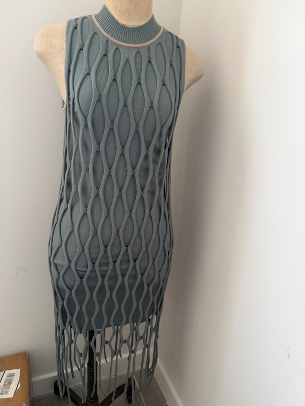 Jonathan Simkhai Mariel Mesh Mini Dress in Puddle Sand Size M